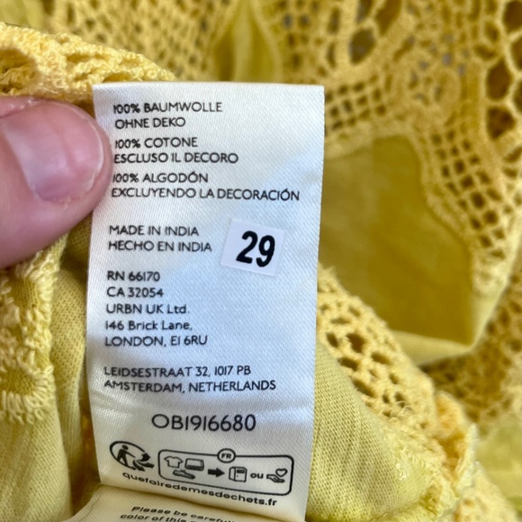 NWT Free People We The Free Luca Button Down Shirt Lace Small Citronelle Yellow - Picture 10 of 12